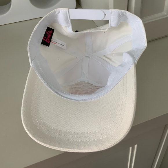 URBAN OUTFITTERS X BARBIE White Pink Adult Snap Back Cap Hat Flat Brim BRAND NEW - Picture 8 of 11